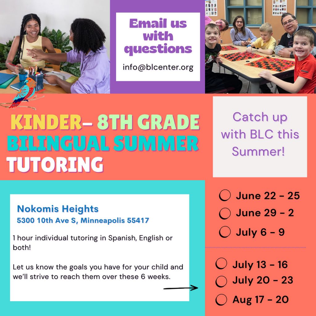 Minneapolis tutoring over the summer for elementary and middle school students. Stay on track of Spanish reading, writing and communication or reach academic benchmarks in math, and all subjects.