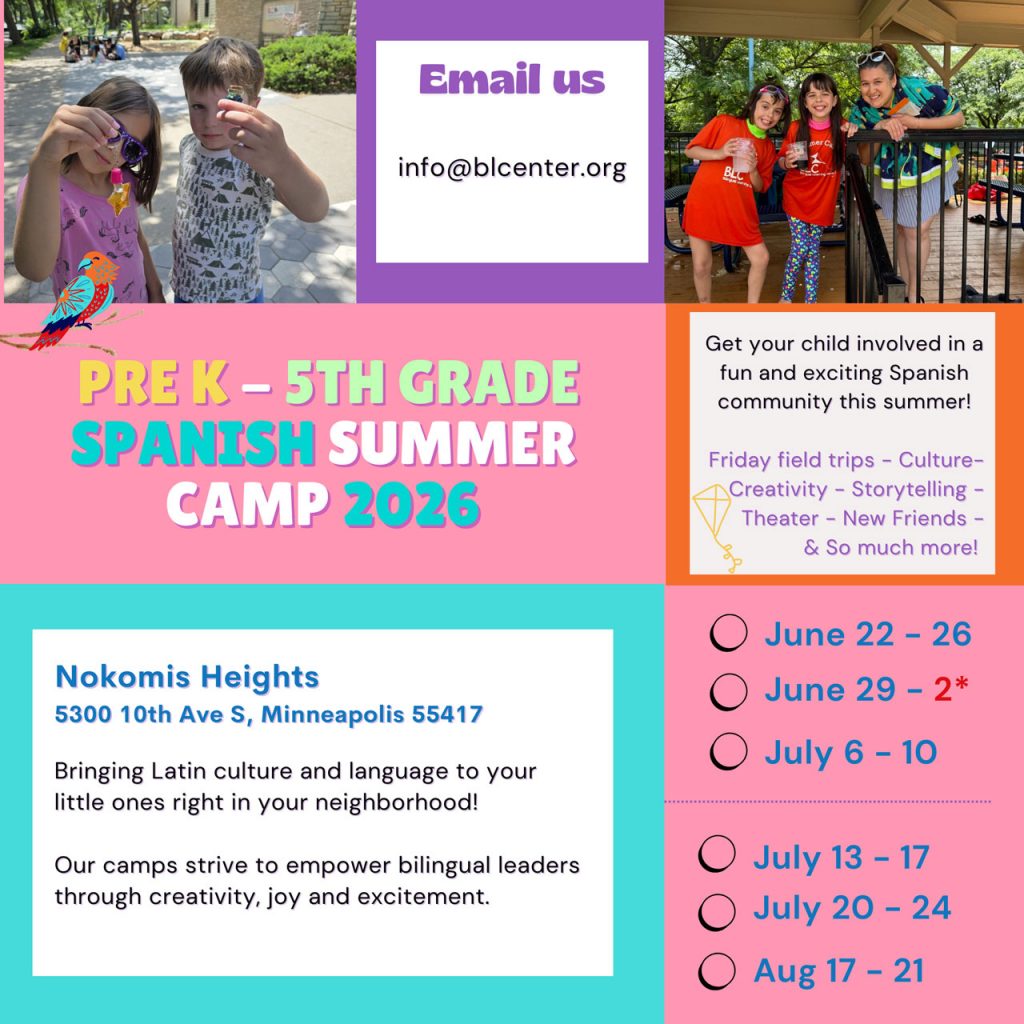 Minneapolis Summer camp for Elementary students wanting to practice and learn Spanish. Week by week summer registration. Pre-K learning.